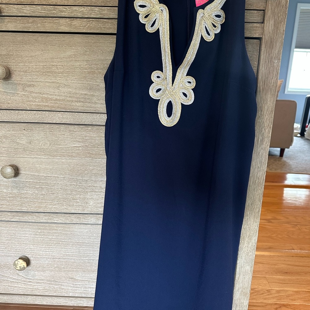 Lilly Pulitzer Black Dress with Gold Detailing